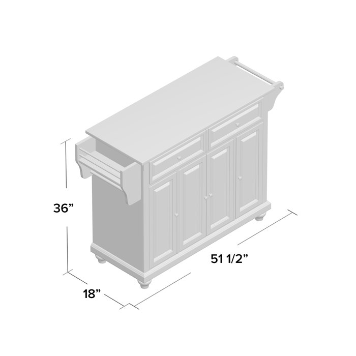 August Grove® Baines 51.5'' Wide Rolling Kitchen Island with Granite Top & Reviews Wayfair